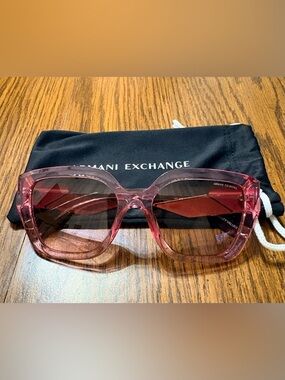 NWOT Armani Exchange Translucent Pink Square Sunglasses